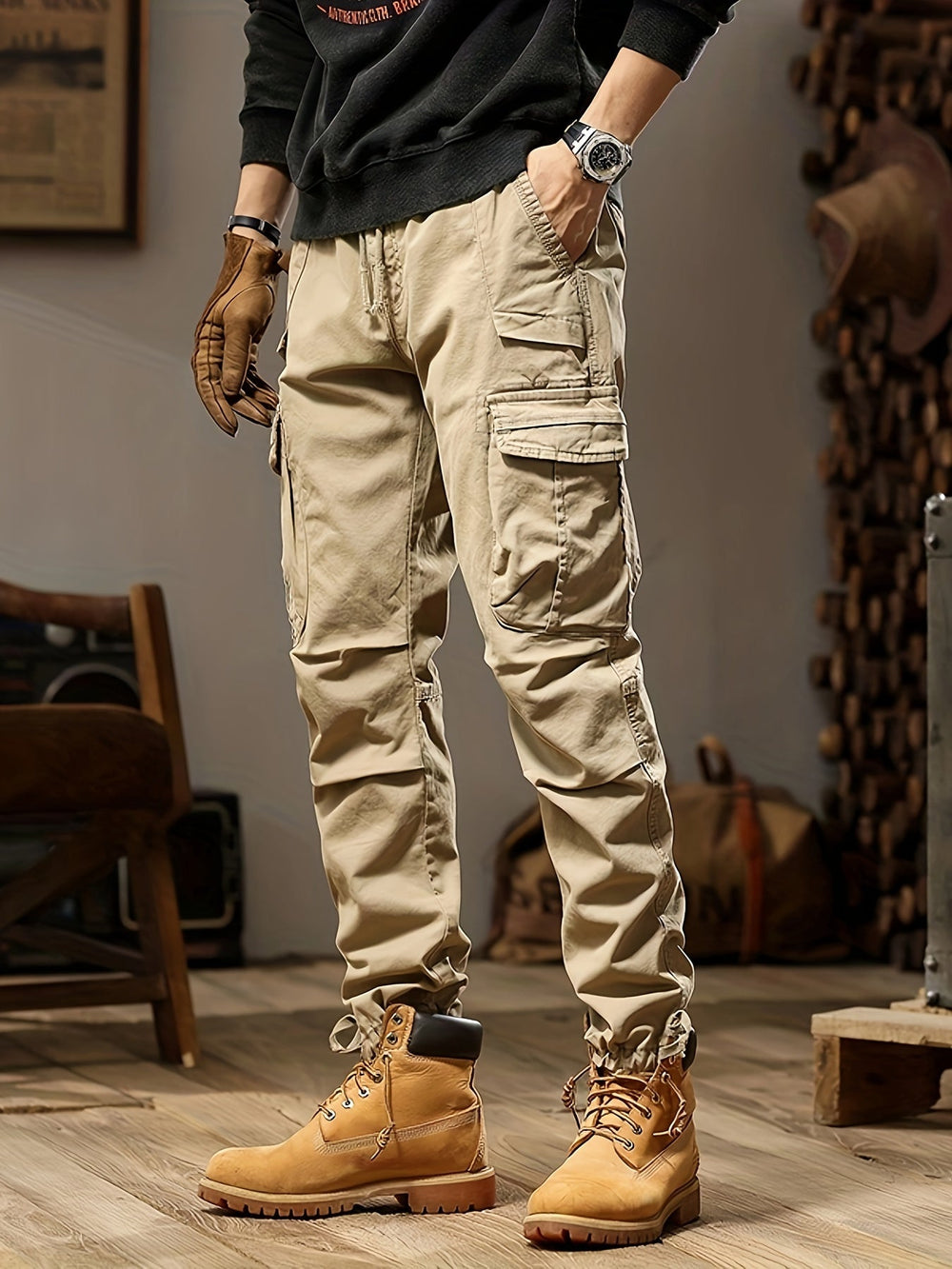 Men's Cargo Trousers for Everyday Versatility in Khaki