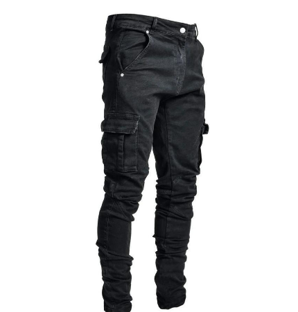 Men's Cargo Trousers for Slim Everyday Wear in Black