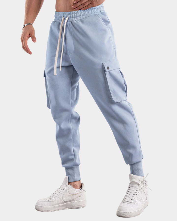 Men's Cargo Trousers with Modern Tapered Fit in Blue