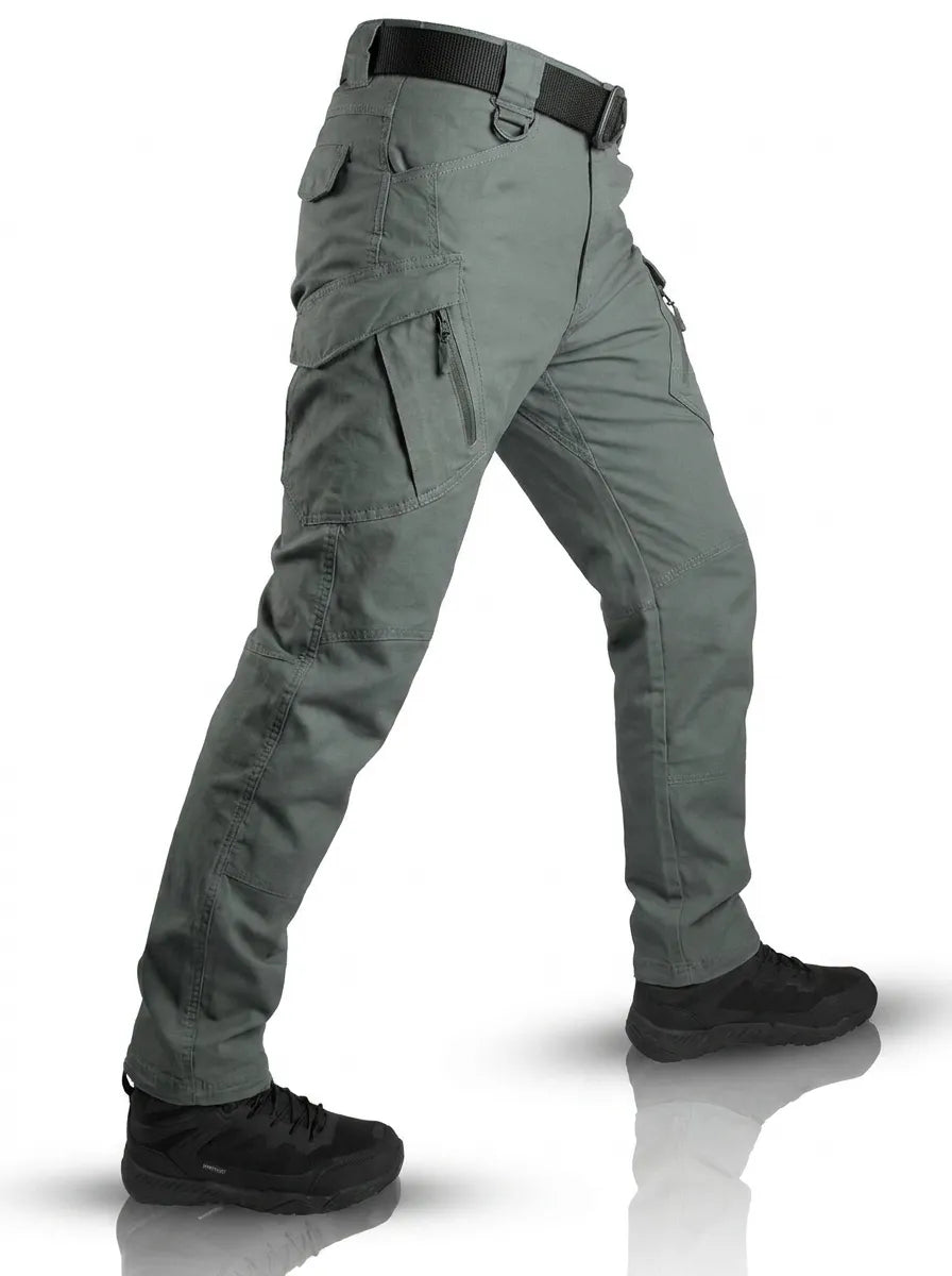 Men's Cargo Trousers with Multi-Pocket Design in Green