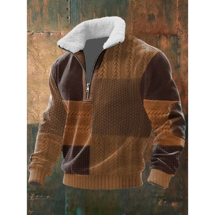 Men's Casual Autumn Fleece Pullover in Dark Brown