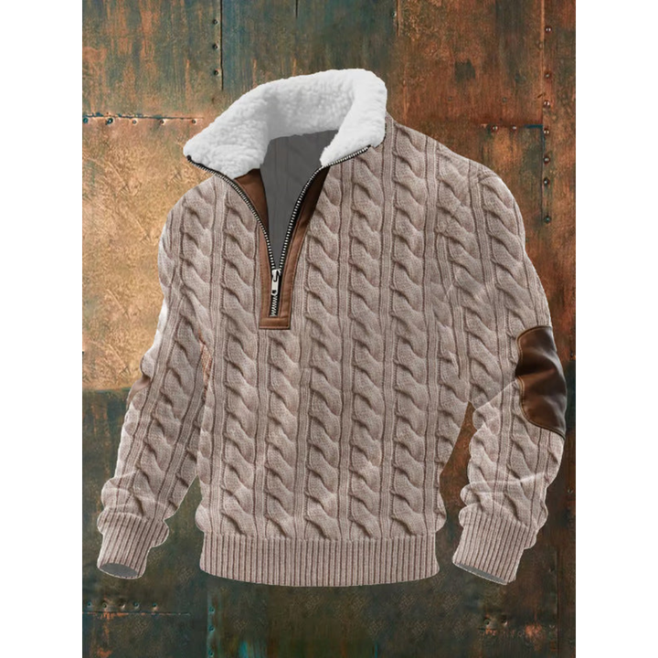 Men's Casual Autumn Fleece Pullover in Light Brown