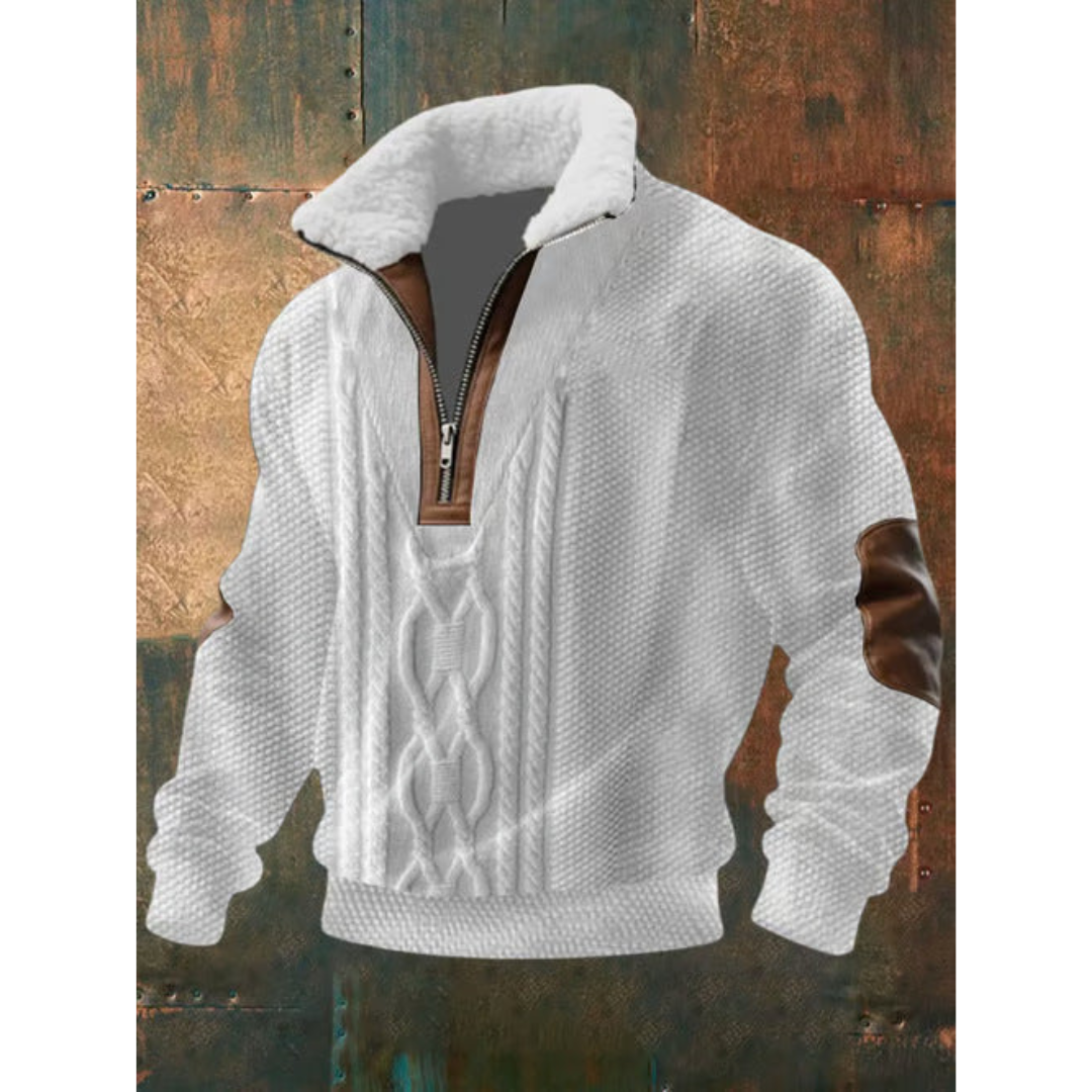 Men's Casual Autumn Fleece Pullover in White