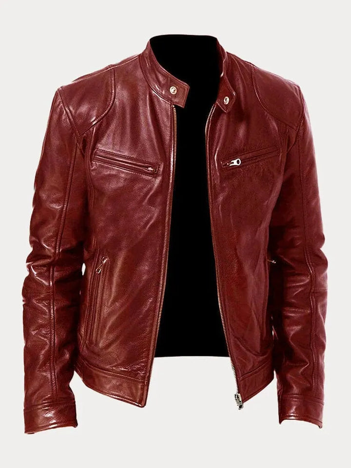 Men's Casual Bold Slim-Fit Tailored Jacket in Dark Red