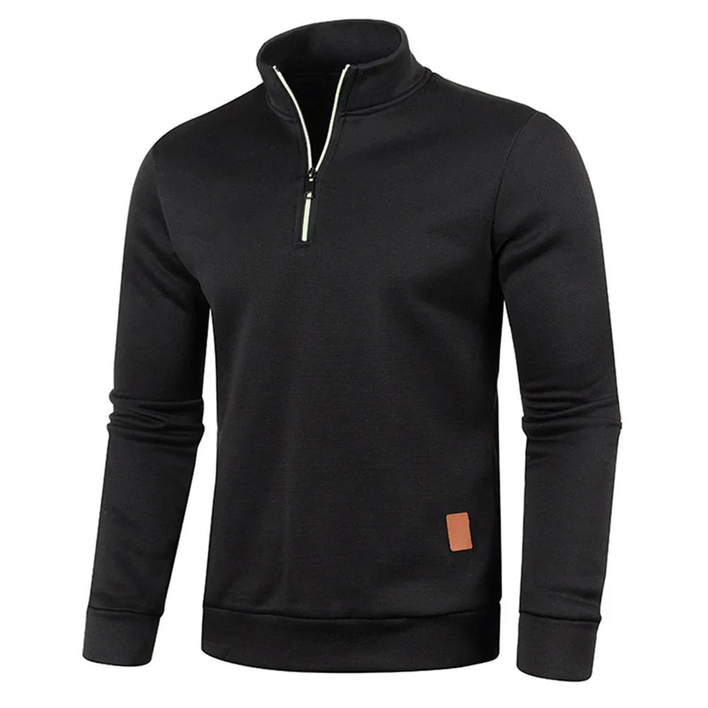 Men's Casual Long Sleeve Turtleneck Pullover in Black