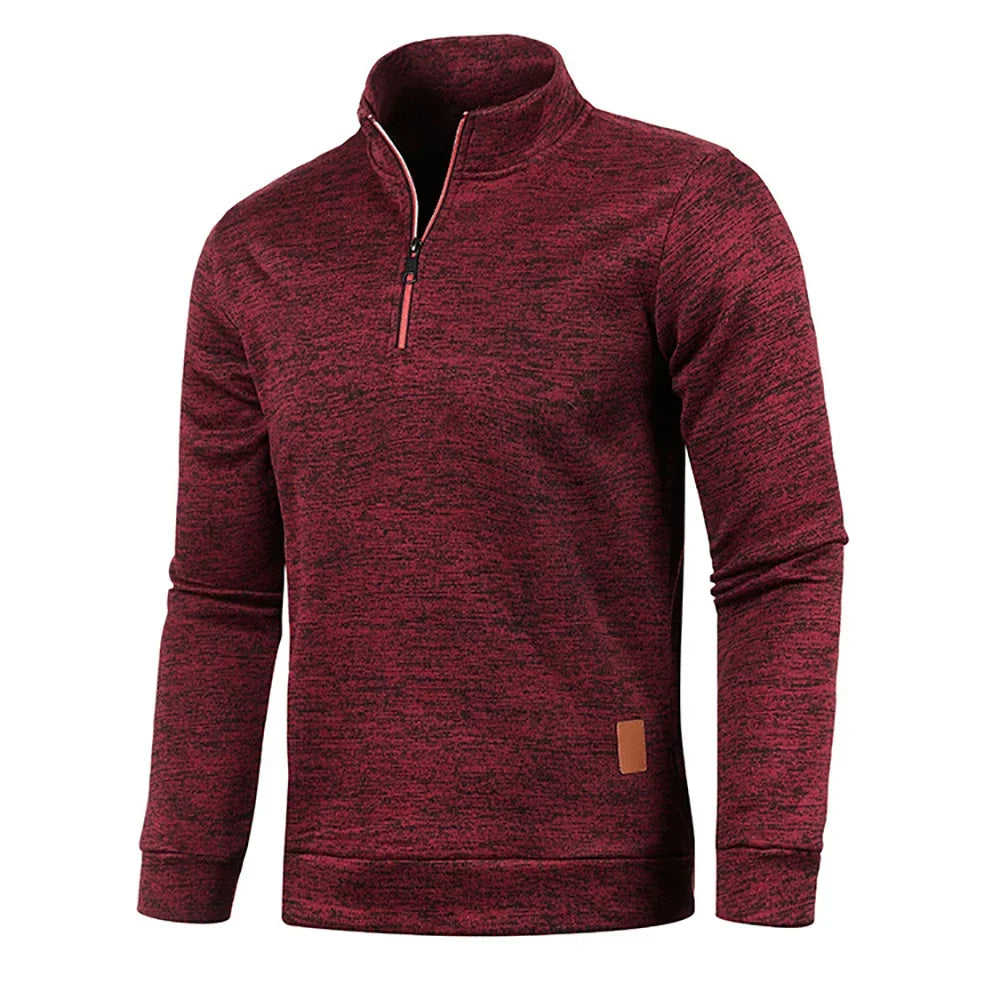 Men's Casual Long Sleeve Turtleneck Pullover in Burgunderrot