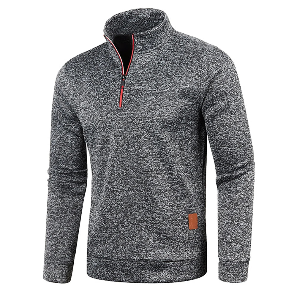 Men's Casual Long Sleeve Turtleneck Pullover in Dark Grey