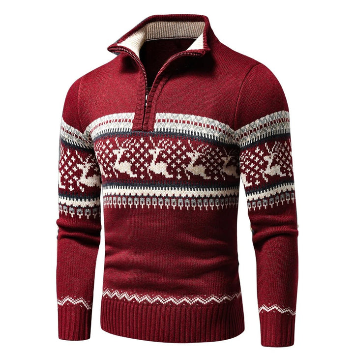 Men's Christmas Jumper with Adjustable Zip in Red