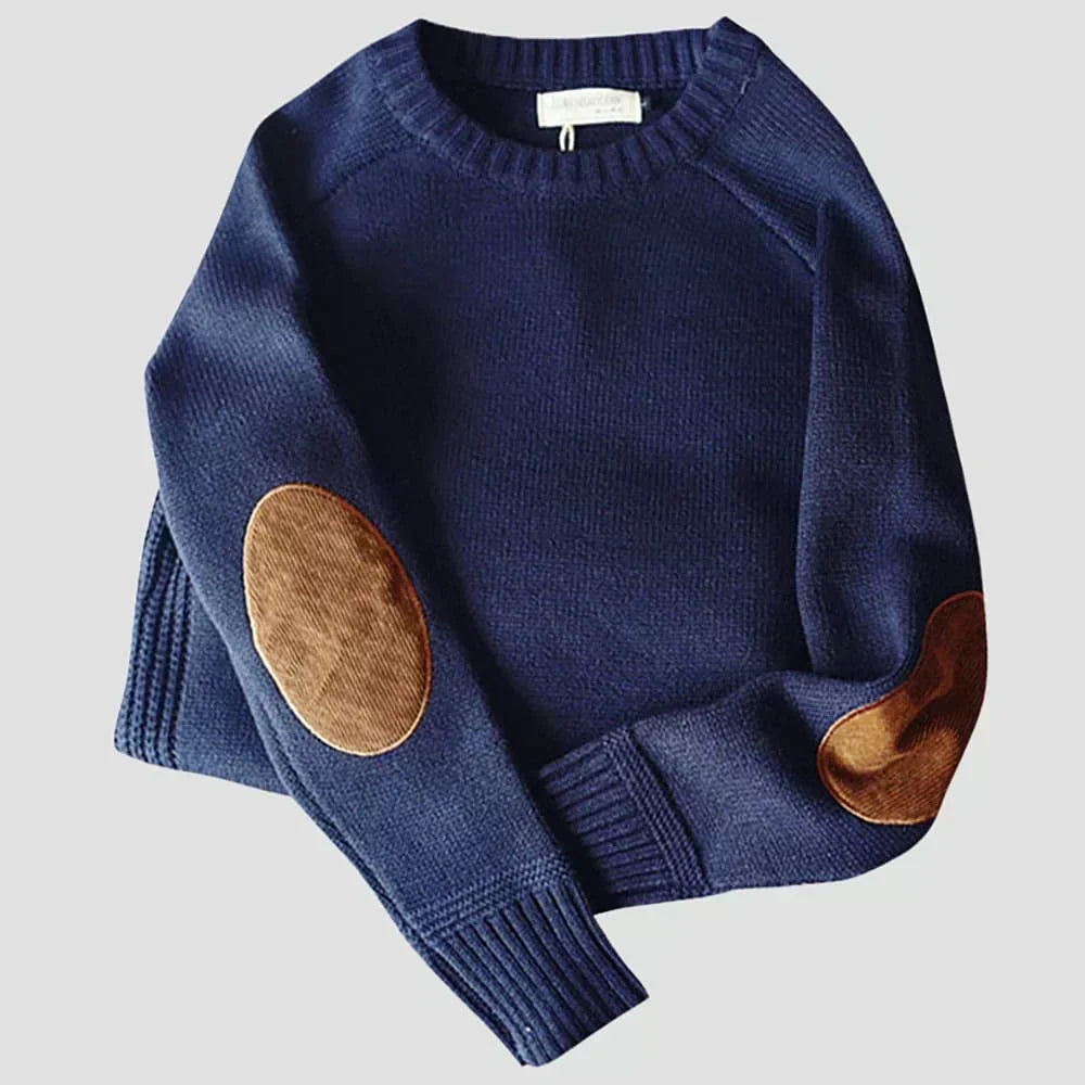 Men's Christmas Jumper with Elbow Patches in Blue 2