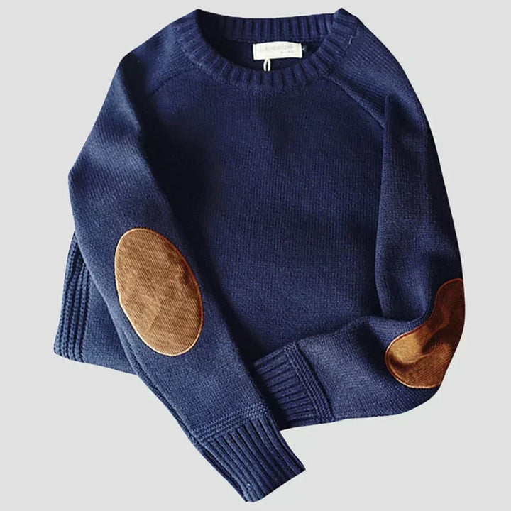 Men's Christmas Jumper with Elbow Patches in Blue 2