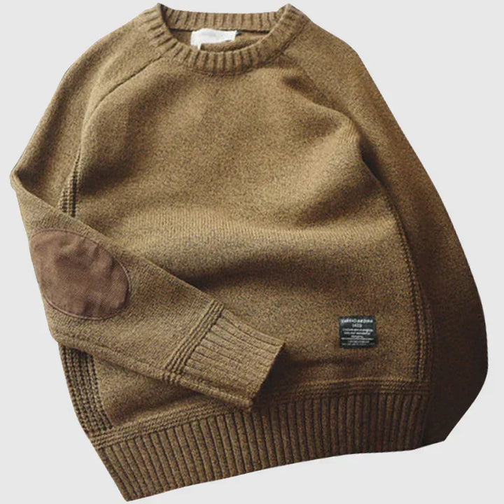 Men's Christmas Jumper with Elbow Patches in Brown