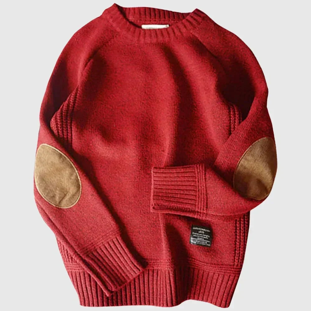 Men's Christmas Jumper with Elbow Patches in Red