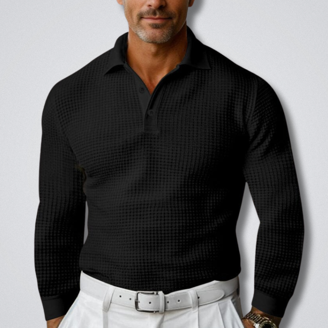 Men's Christmas Jumper with Waffle Texture in Black