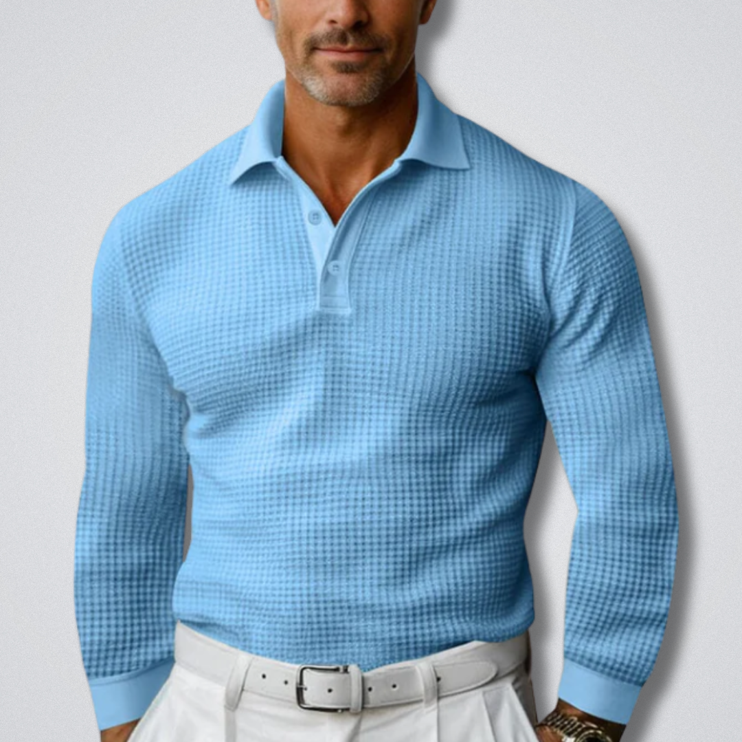 Men's Christmas Jumper with Waffle Texture in Blue