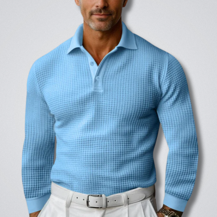 Men's Christmas Jumper with Waffle Texture in Blue
