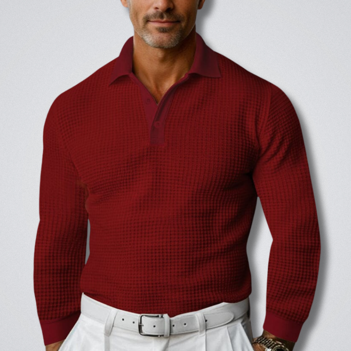 Men's Christmas Jumper with Waffle Texture in Red