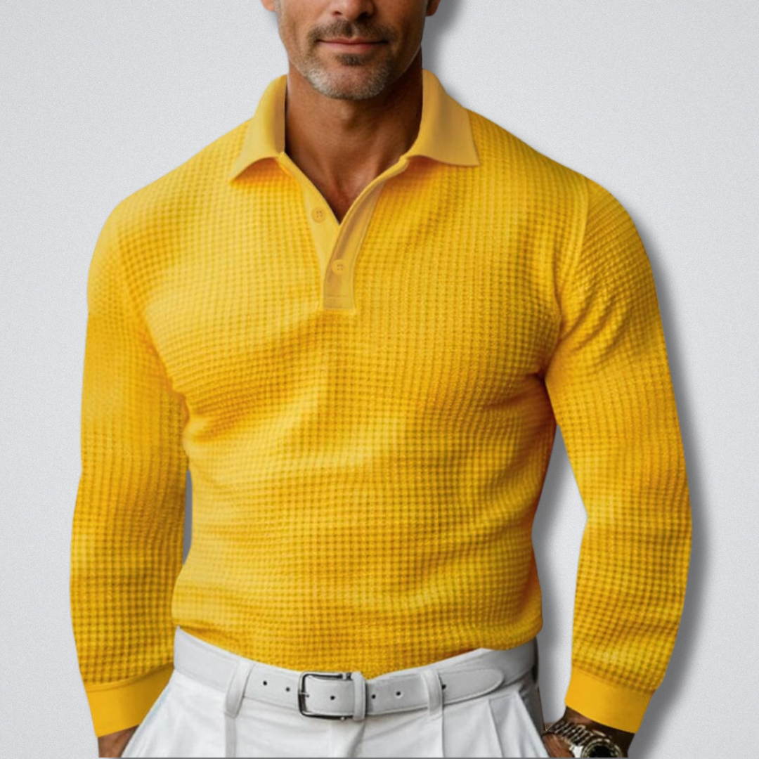 Men's Christmas Jumper with Waffle Texture in Yellow