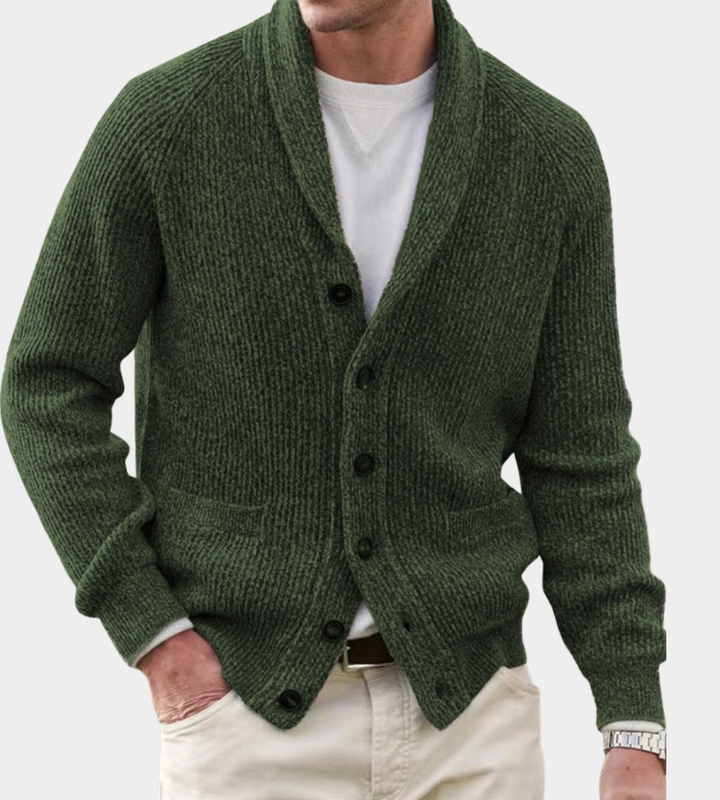 Men's Christmas Sweater Cardigan for Autumn in Armeegrün
