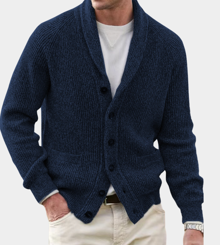 Men's Christmas Sweater Cardigan for Autumn in Dark Blue