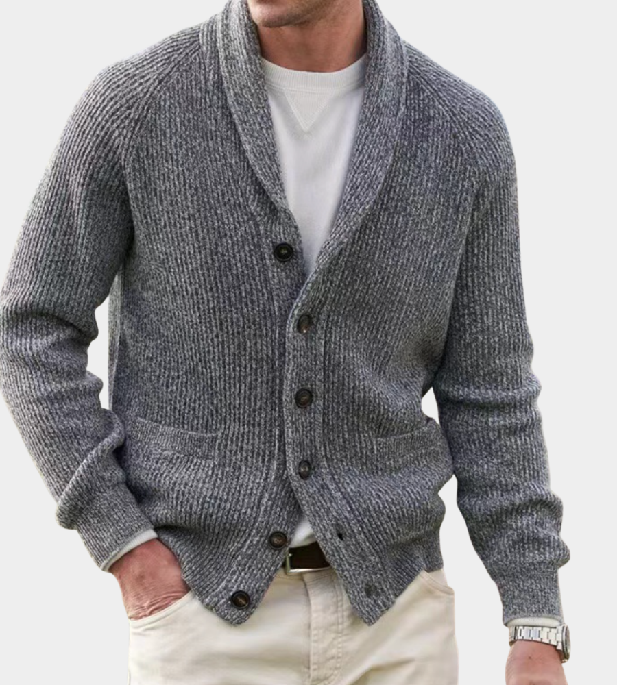 Men's Christmas Sweater Cardigan for Autumn in Grey
