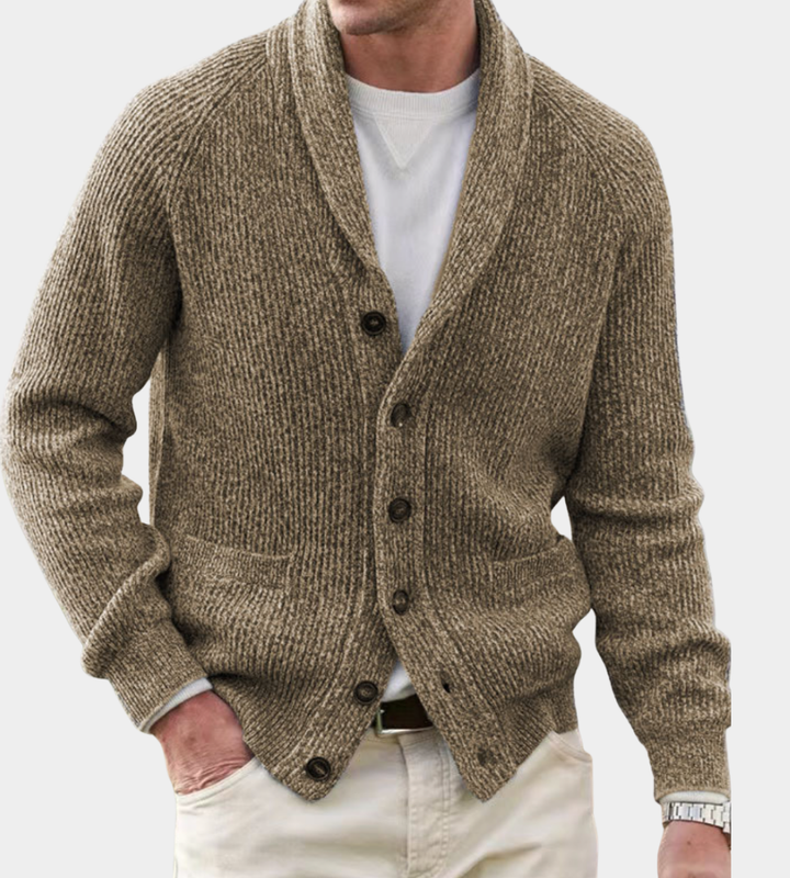 Men's Christmas Sweater Cardigan for Autumn in Khaki