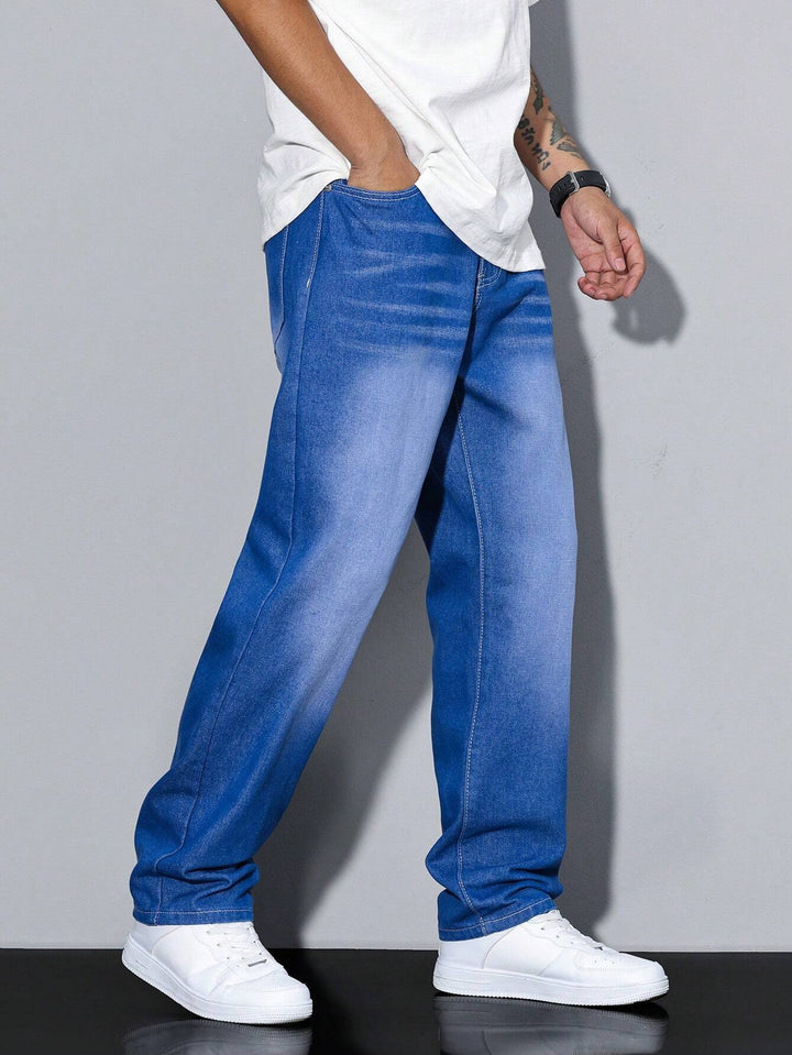 Men's Classic Baggy Denim Jeans in Sky Blue