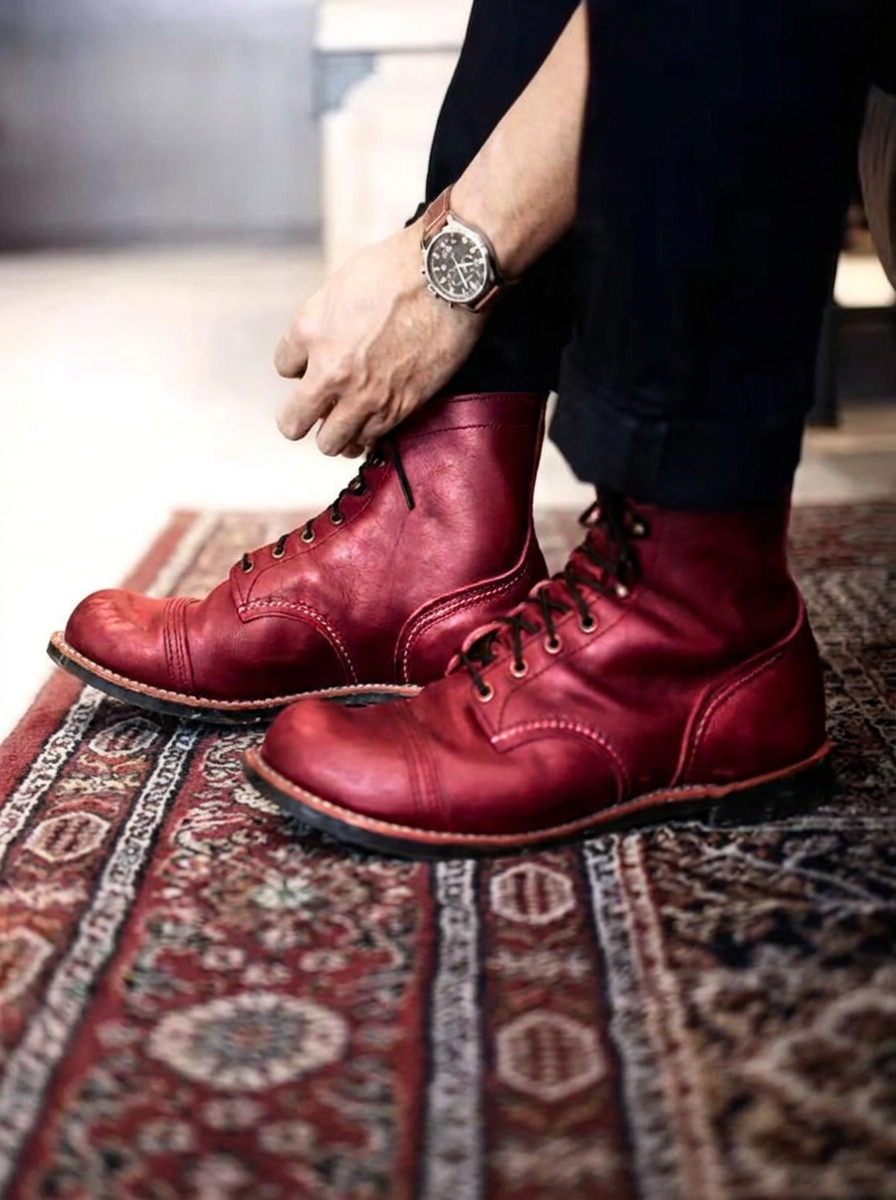 Men's Classic Leather Boots for Autumn Outfits in Dark Brown