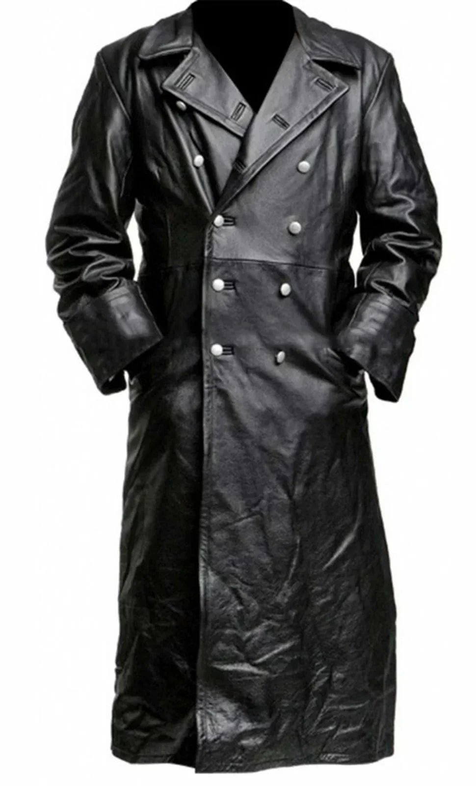 Men's Classic Leather Trench Coat (2)