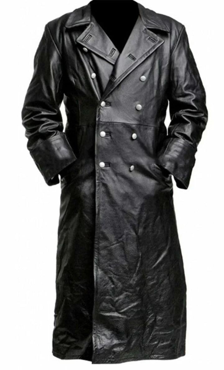 Men's Classic Leather Trench Coat (2)