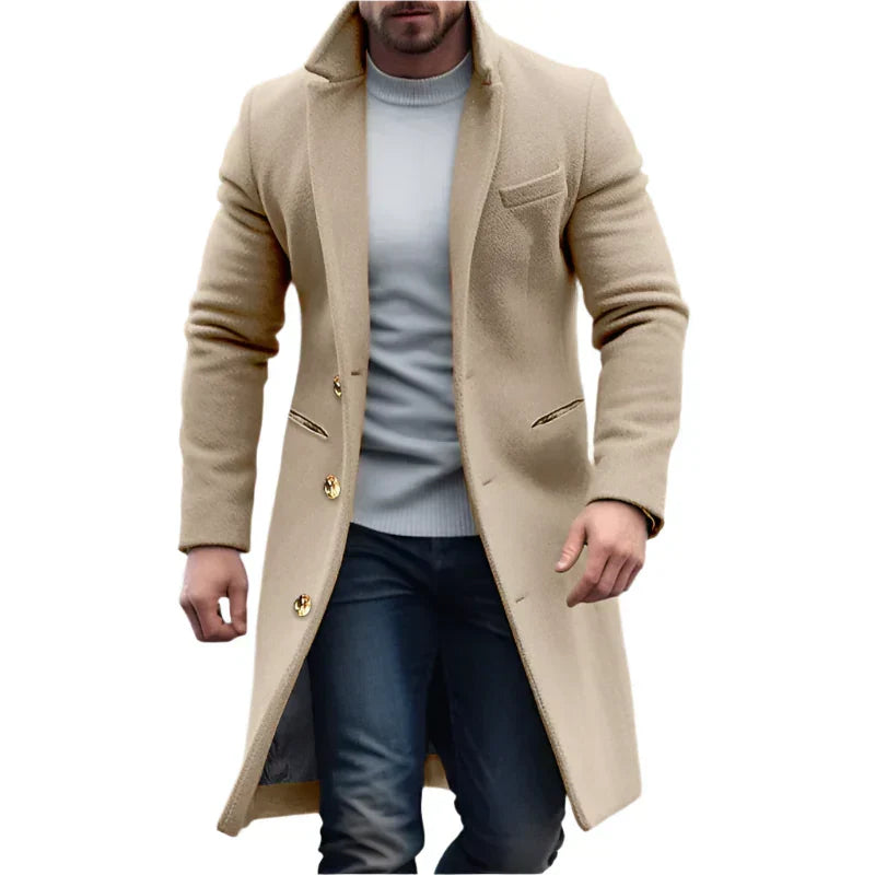 Men's Classic Tailored Coats for Business in Beige