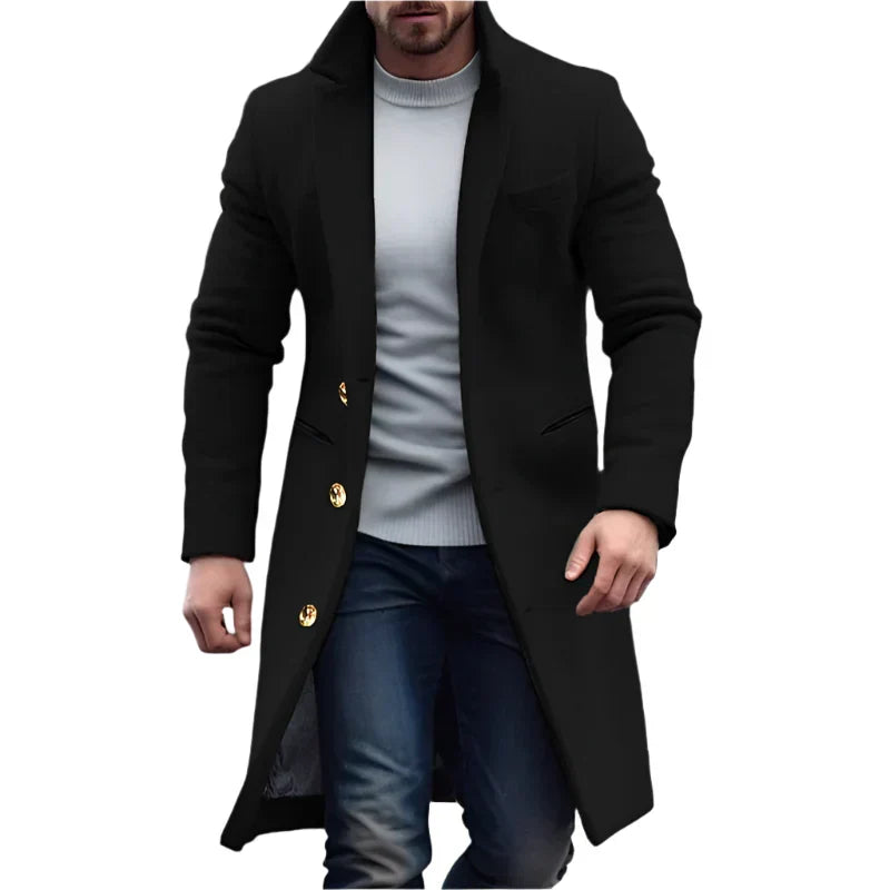 Men's Classic Tailored Coats for Business in Black