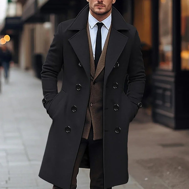 Men's Classic Trench Coat for Autumn in Black