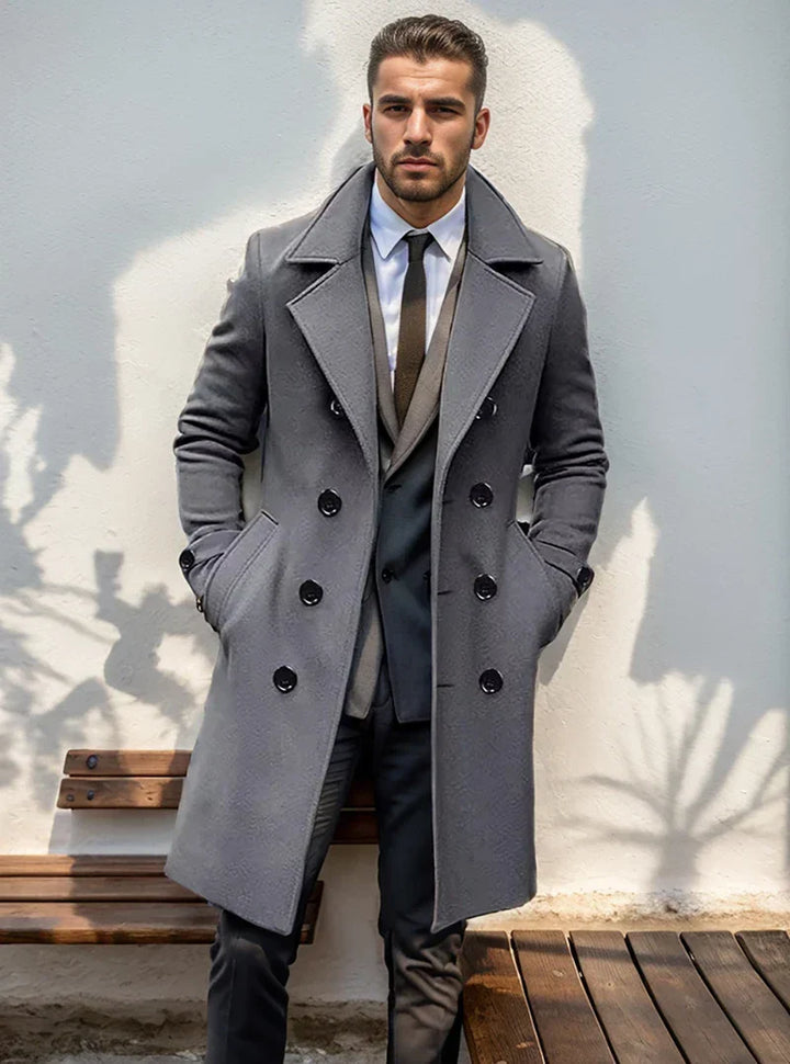 Men's Classic Trench Coat for Autumn in Grey