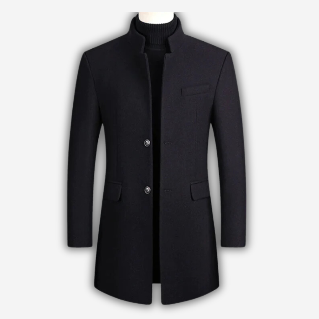 Men's Classic Wool Coat for Autumn in Blue