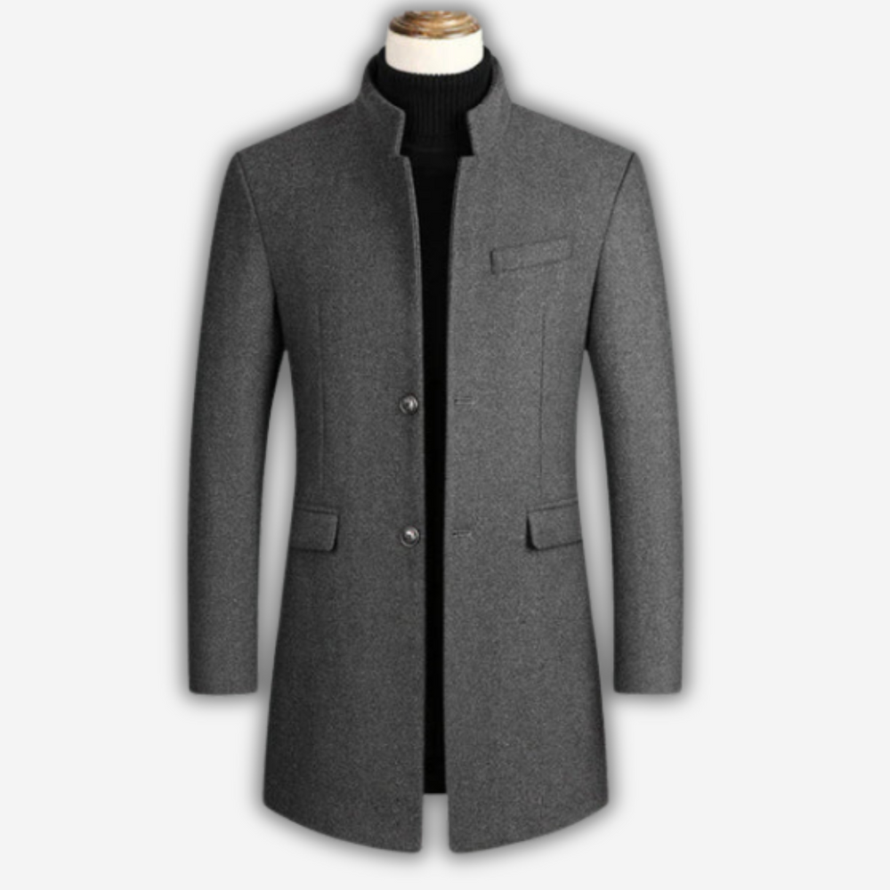 Men's Classic Wool Coat for Autumn in Grey