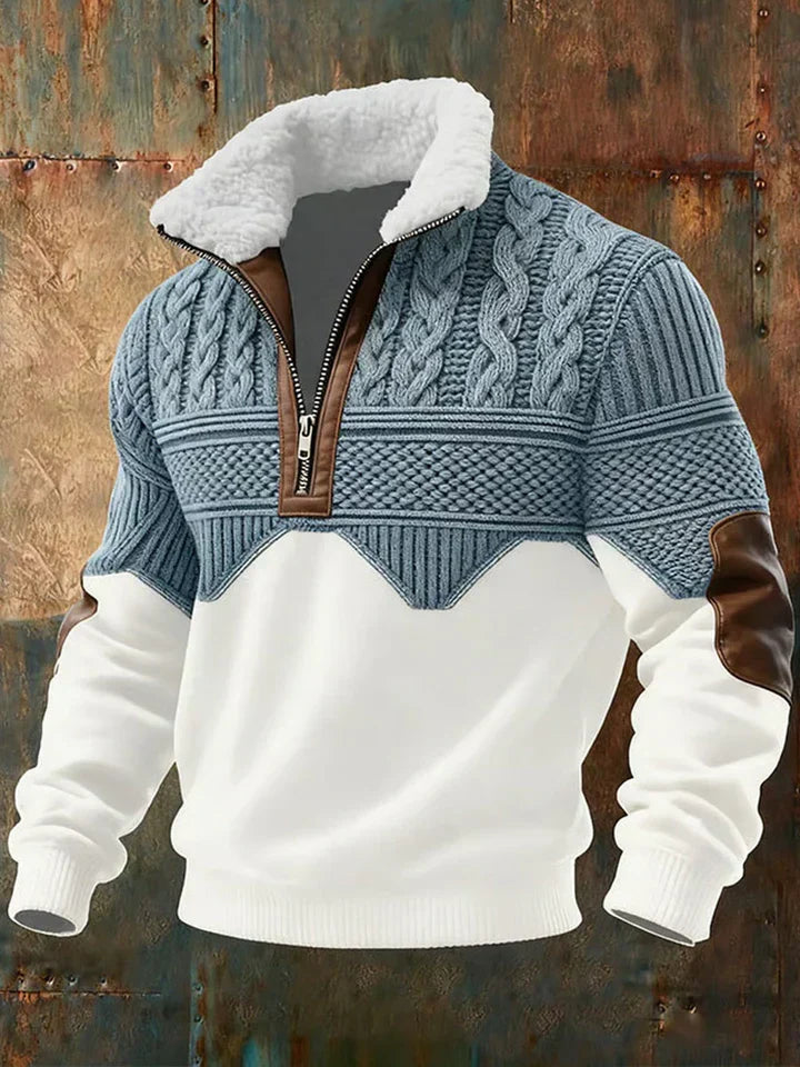 Men's Color-Blocked Half-Zip Knit Pullover