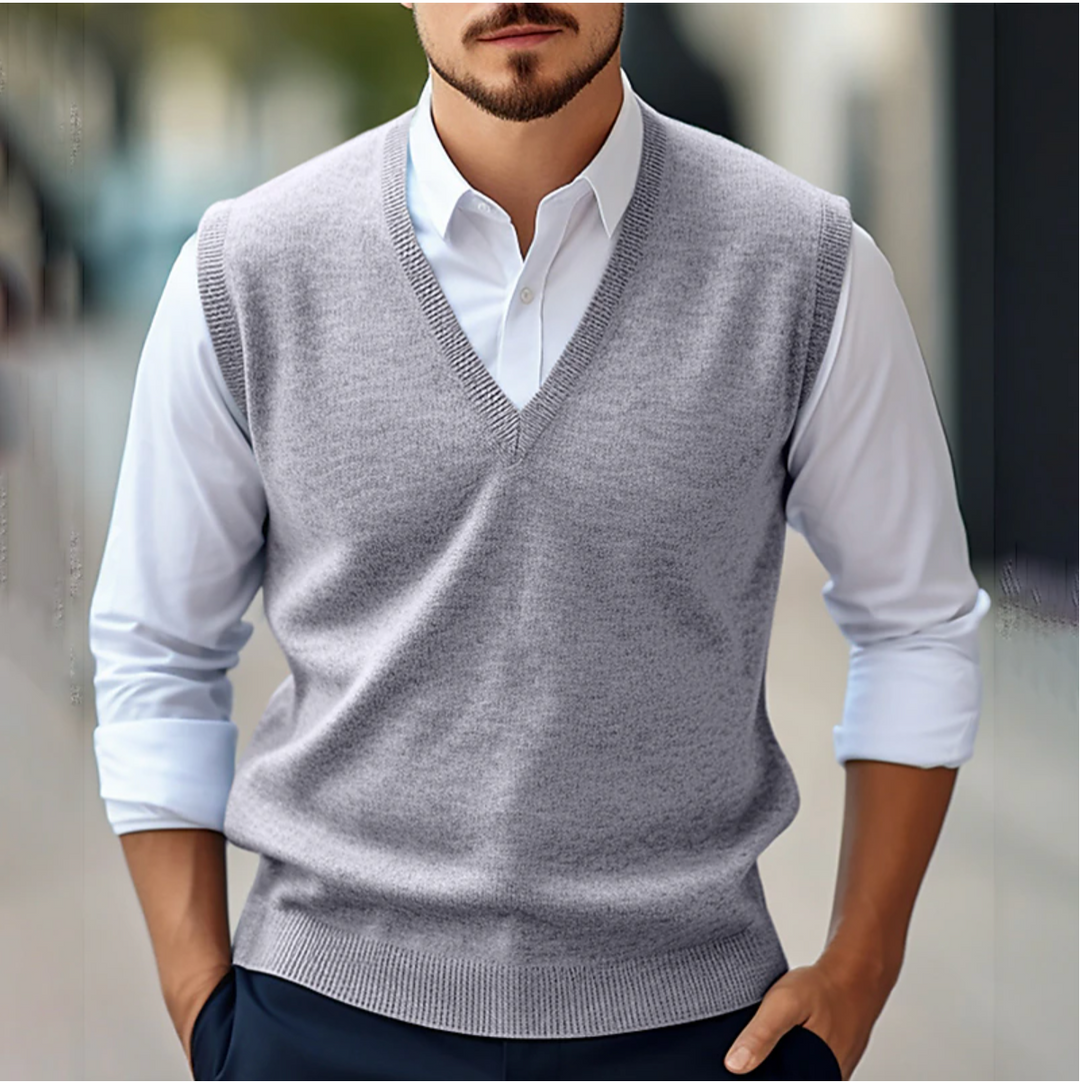 Men's Comfortable V-Neck Vest for Smart Layering in Grey