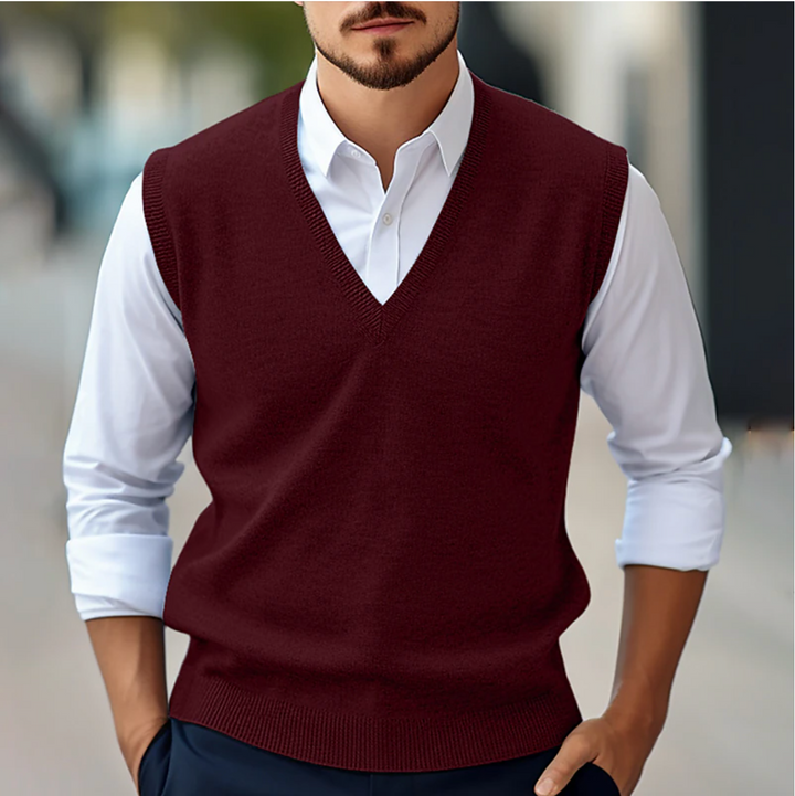Men's Comfortable V-Neck Vest for Smart Layering in Red
