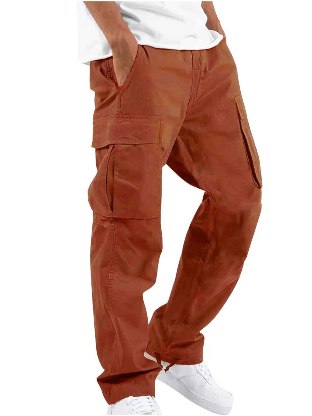 Men's Durable Cargo Trousers with Roomy Pockets in Bronze