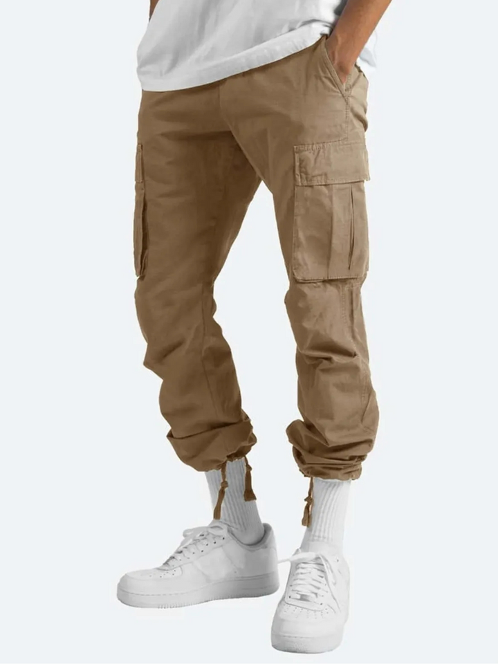 Men's Durable Cargo Trousers with Roomy Pockets in Brown