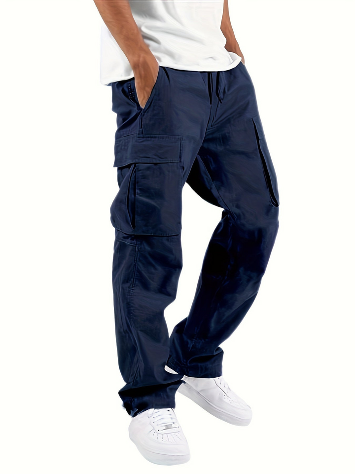 Men's Durable Cargo Trousers with Roomy Pockets in Dark Blue