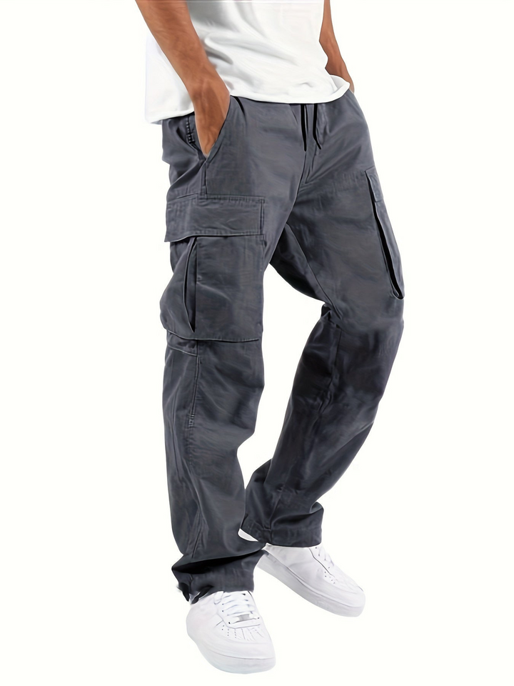 Men's Durable Cargo Trousers with Roomy Pockets in Dark Grey