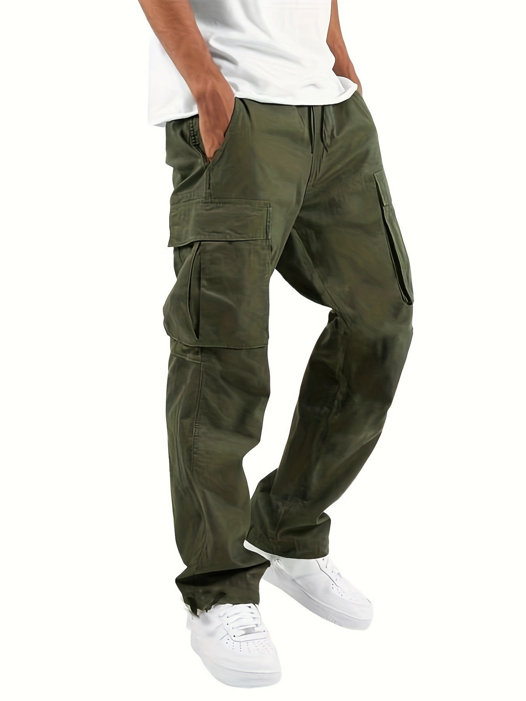 Men's Durable Cargo Trousers with Roomy Pockets in Green