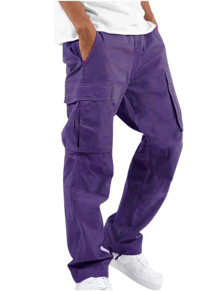 Men's Durable Cargo Trousers with Roomy Pockets in Purple