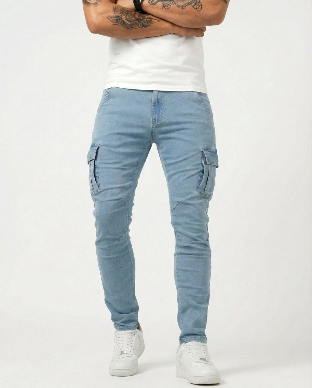 Men's Elastic Slim Fit Cargo Trousers