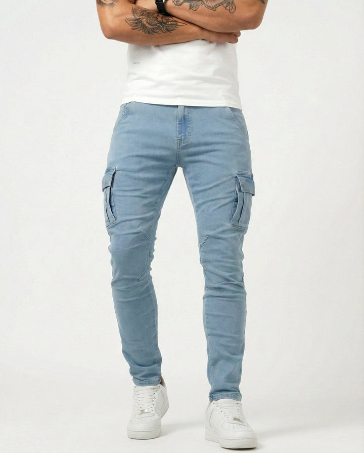 Men's Elastic Slim Fit Cargo Trousers