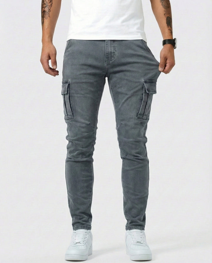Men's Elastic Slim Fit Cargo Trousers (6)