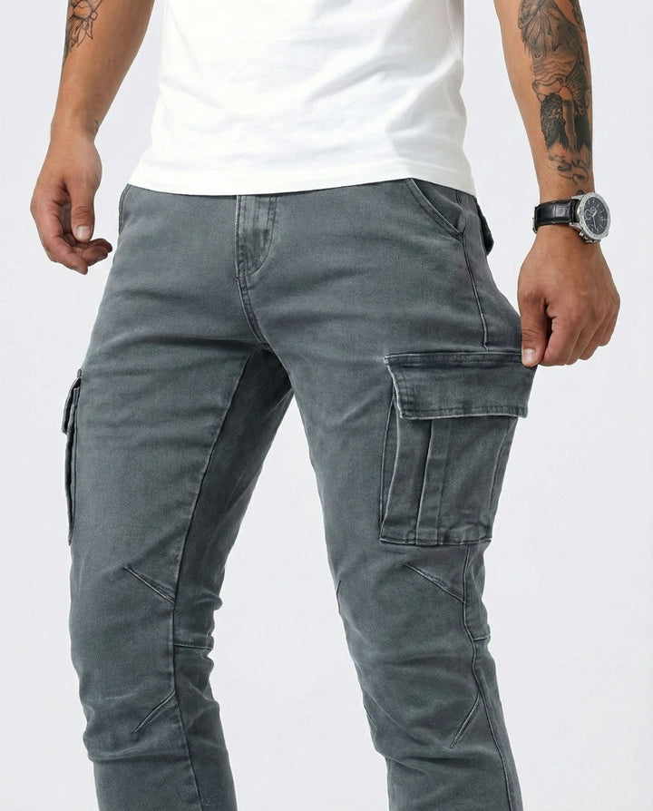 Men's Elastic Slim Fit Cargo Trousers (7)