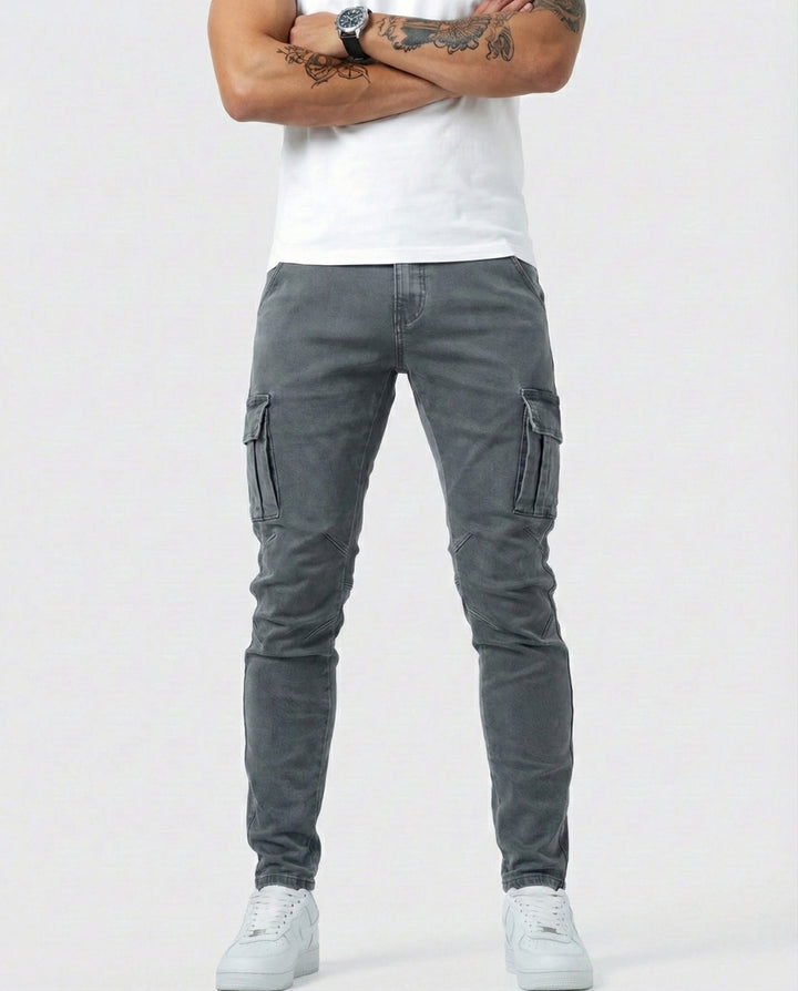 Men's Elastic Slim Fit Cargo Trousers (8)