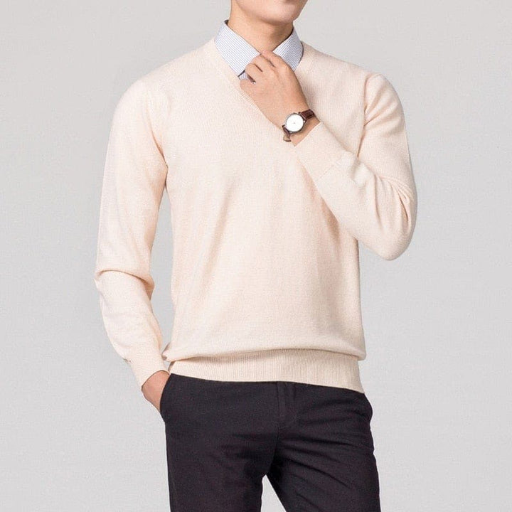 Men's Elegant Christmas Jumper for Layering in Beige